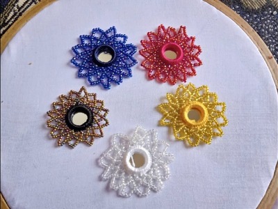 Hand Embroidery New Flower With Beads.Mirror Work Flower Design With Beads.Mirror Work With Pearls