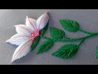 Hand embroidery with new trick|super easy flower design