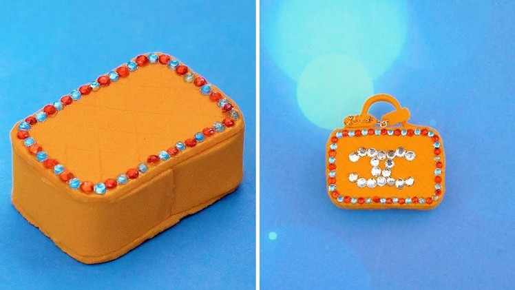 How to make Miniature Orange Handbag | MINIATURE IDEAS FOR DOLLHOUSE | #Shorts