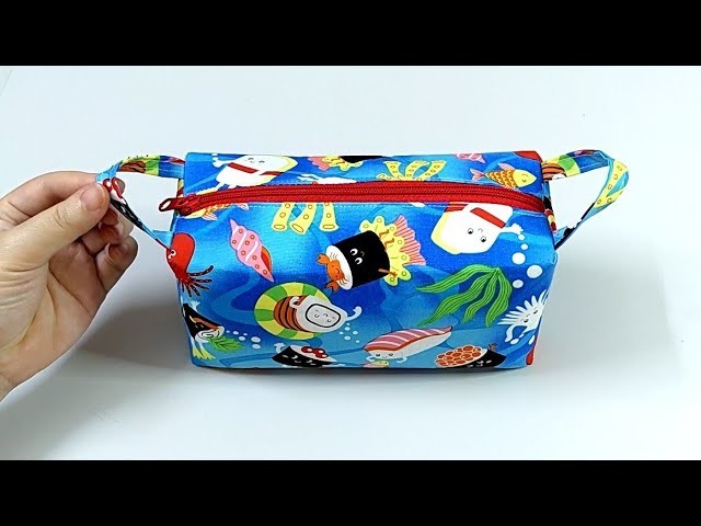 How To Sew Easy Box Pouch | DIY Pouch With Double Handles | Misaki Sewing