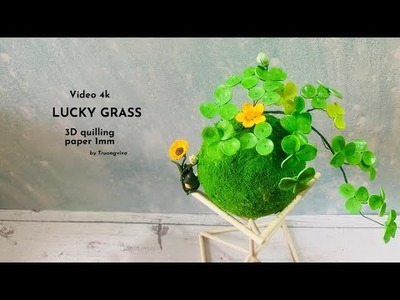 Lucky Grass And How To Make It With Quilling Paper 1mm.4k.Cỏ May Mắn Và Cách Tạo Ra Nó.4 Leaf Clover