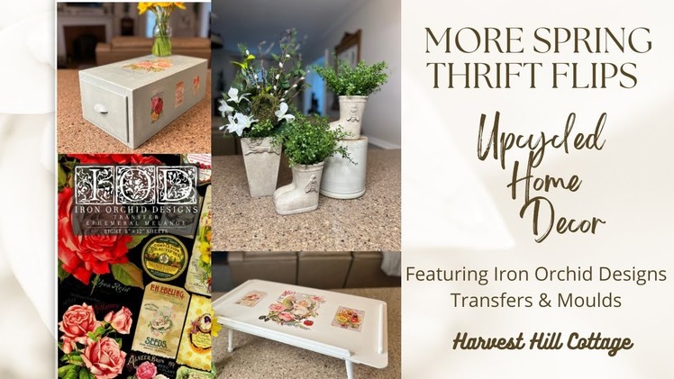 More Spring Thrift Flips, Upcycled Home Decor, Iron Orchid Designs Transfers and Moulds, DIY Decor