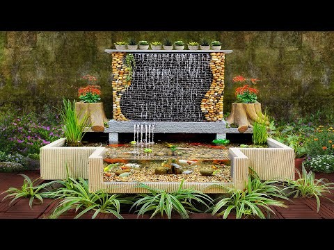 Surprise to Koi aquarium with slate waterfall for your house | DIY ideas
