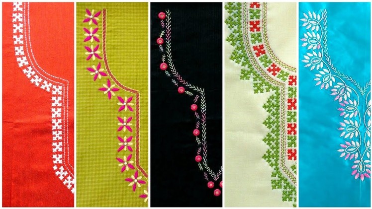 Top 50 Very Easy Hand Embroidery Neckline Design For Lawn Kurtis For Absolute Beginners