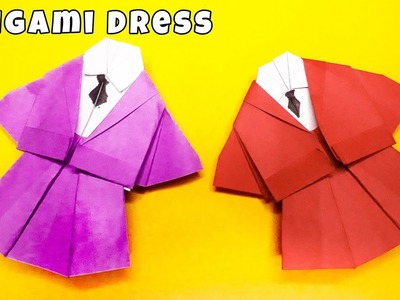 #99 Origami Dress.Paper Dress for barbie toy.Paper DIY.No glue No scissor craft.