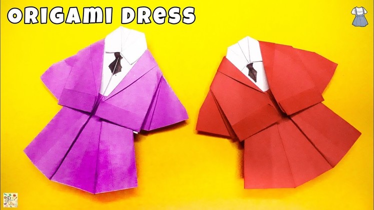 #99 Origami Dress.Paper Dress for barbie toy.Paper DIY.No glue No scissor craft.