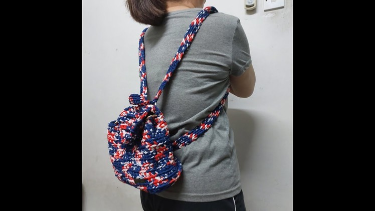 Auntie Nat's Crochet - Customized Backpack using t-shirt yarn - beginner friendly