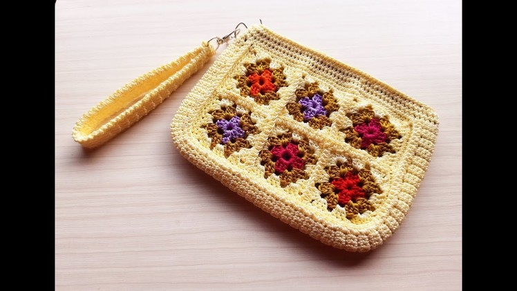 Crochet wallet with lining and zipper