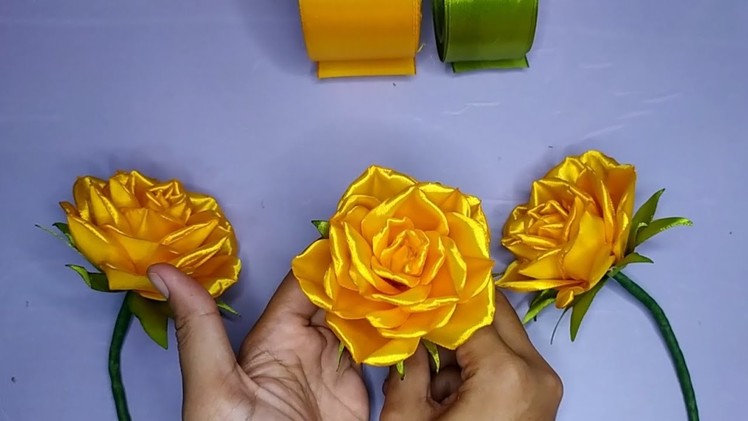 DIY | How To Make Rose Satin Ribbon Flower Easy | Tutorial Membuat Bunga Dari Pita Satin