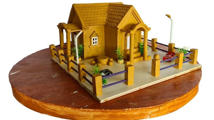 DIY Miniature House | Make a villa out of clay | Tables and chairs, fences, electric poles