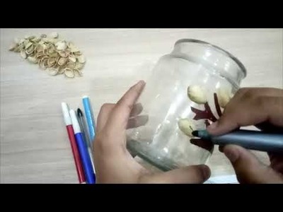 DIY | PISTA SHELLS GLASS JAR ART | Best out of waste | home decor |#trishashrivastava