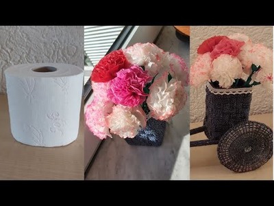 DIY,  Tissue Paper Flower, Easy Flower.  Papierblumen aus Toilettenpapier, Bulaklak na Tissue paper