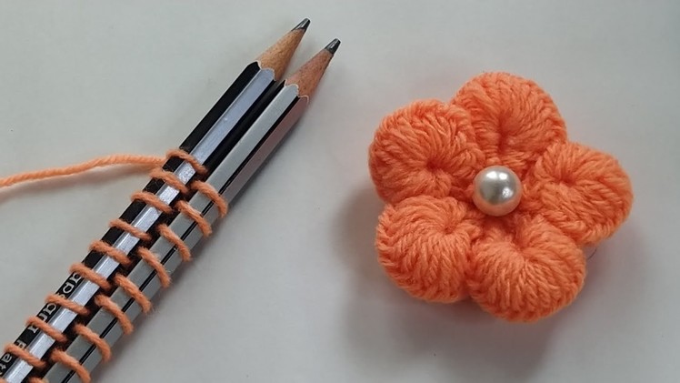 How to make Woolen Yarn Flower with Pencils | Easy Sewing Hack