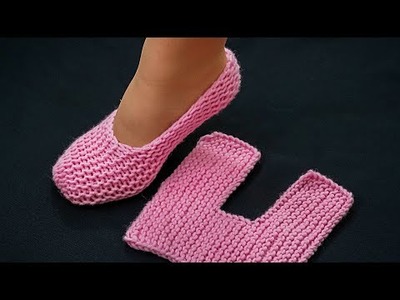 Knitted slippers with one swatch - a pattern for beginners!