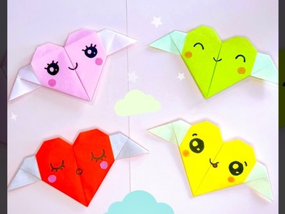 Origami Paper Heart with Wings - Very Easy! #shorts