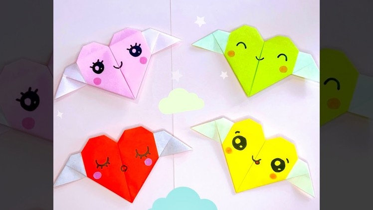 Origami Paper Heart with Wings - Very Easy! #shorts