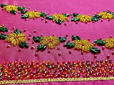Sugar beads embroidery. Fancy blouse embroidery