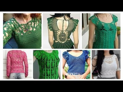Very Beautiful Fancy Cotton Crochet knitted Embroidered Doily Lace Pattern CropTop Blouse For Girls❤