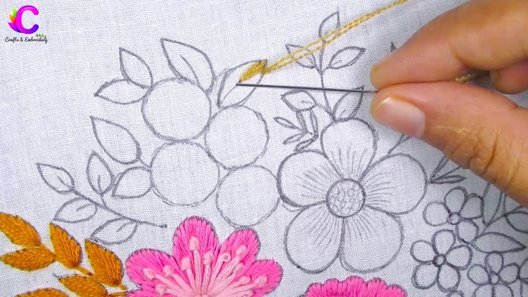 Very Unique Flower  Hoop Embroidery Design for Beginners, Latest Flower Hand Embroidery Tutorial