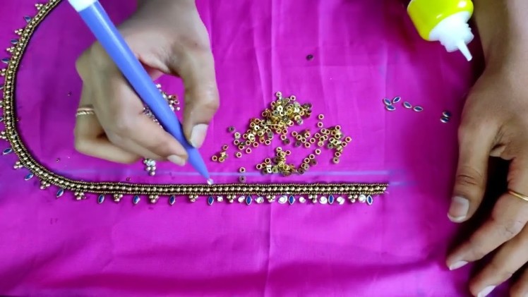 Aari embroidery work making process using normal needle | hand embroidery | Prathyusha's krafyart