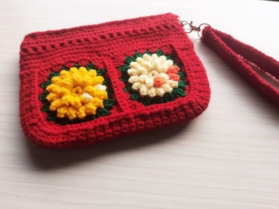 Crochet bag with lining and zipper