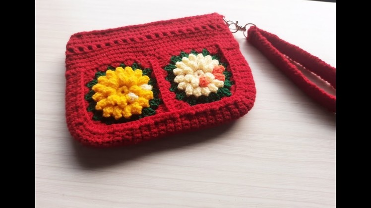 Crochet bag with lining and zipper