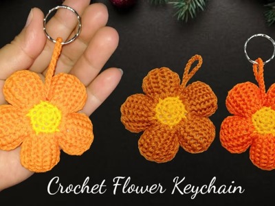 Crochet Bubble Flower Keychain || Tunisian Stitch