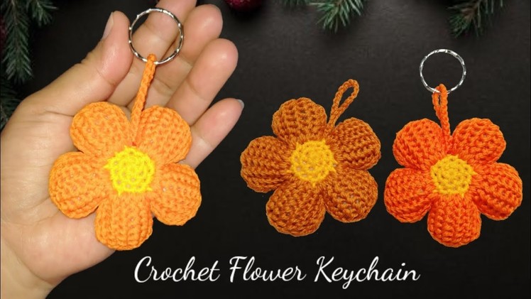 Crochet Bubble Flower Keychain || Tunisian Stitch