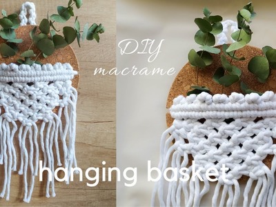DIY macramé hanging basket tutorial, wall hanging macrame basket with flat back