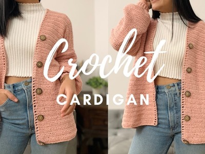 Easy cardigan crochet tutorial.Modern crochet cardigan with buttons (Free crochet patterns XS-XXL)