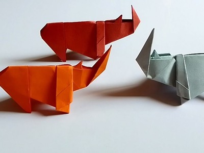 Easy Origami Rhino - How to make Rhinoceros Step by step | Origami Paper Animal