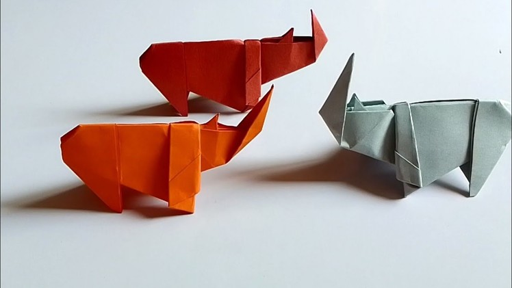 Easy Origami Rhino - How to make Rhinoceros Step by step | Origami Paper Animal