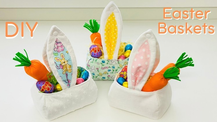 Fabric Easter Basket  with Bunny Ear Handles - Easy DIY