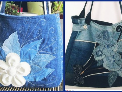 Handmade new stylish jeans handbag and grocery bag application collection????????????