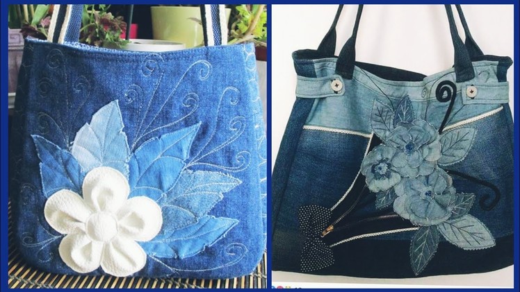 Handmade new stylish jeans handbag and grocery bag application collection????????????