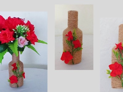 How To Make A Flower Vase From Plastic Bottle | Yarn Wrap Vase #diy