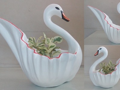 How to Make the Swan Pot Planters and Home Decor for Gardening. cement craft ideas