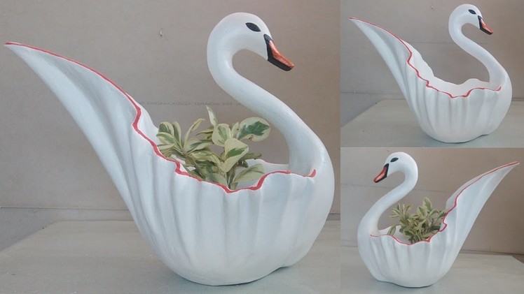 How to Make the Swan Pot Planters and Home Decor for Gardening. cement craft ideas