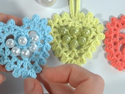 How to Сrochet BEAUTIFUL HEARTS with and without Beads.SUPER SIMPLE and BEAUTIFUL