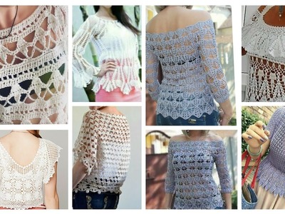 Latest Top Designer FancyCotton Crochet knitted Embroidered Lace Flower pattern CropTop blouse????