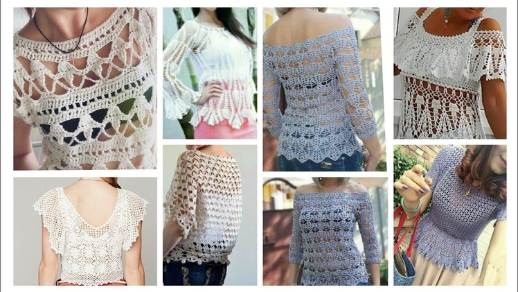 Latest Top Designer FancyCotton Crochet knitted Embroidered Lace Flower pattern CropTop blouse????