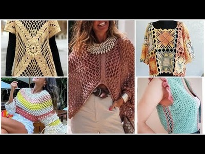 Most beautiful crochet designer Top.oversized top.crop top designs