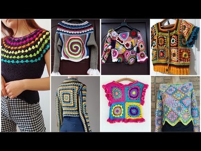 Most Trendy  boho style stylish crochet cotton yarn Top.crop top.long top designs