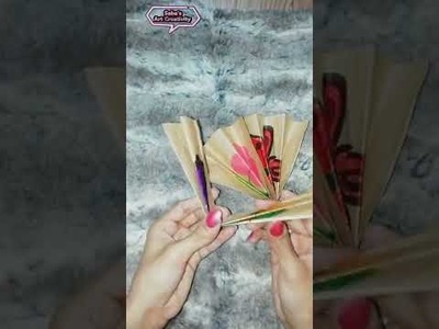 Paper Craft | How to make Handmade paper fan | #art #shorts #craft #youtubeshorts