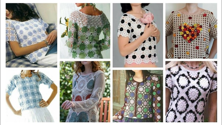 Stylish Designer Beautiful Fancy Cotton Embroidered GrannySequare pattern Croptop Beggie Blouse❤