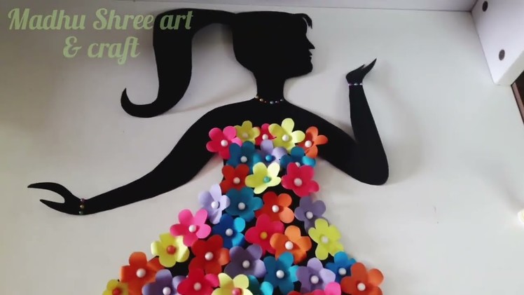 How to make paper Flower Wallmate.Diy Craft Doll.Wall hanging craft
