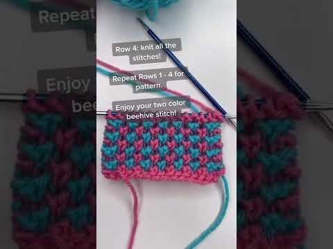 Two Color Beehive Stitch! - How to Knit: Easy for Beginners knitting for Total #shorts