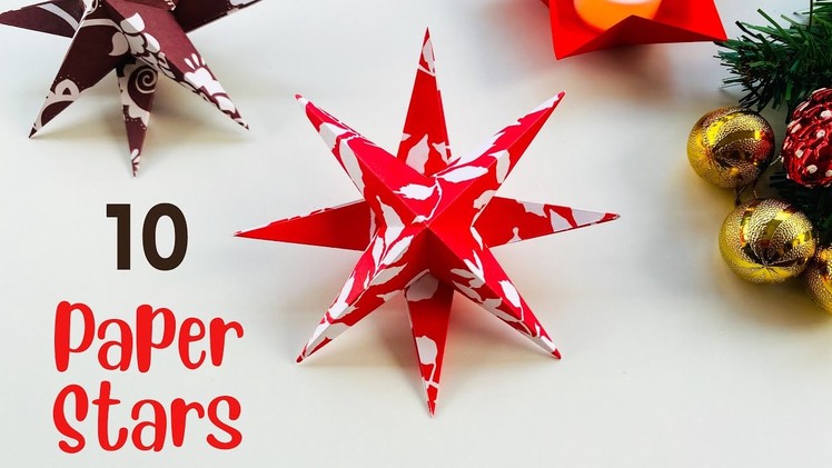 10 Easy Star Making Ideas for Christmas | How to make Paper Stars | Simple Christmas Paper Star