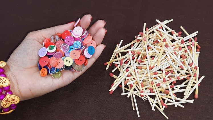 BEAUTIFUL HOME DECOR IDEAS USING OLD BUTTON AND MATCH STICKS | DIY CRAFT | BEST OUT OF WASTE