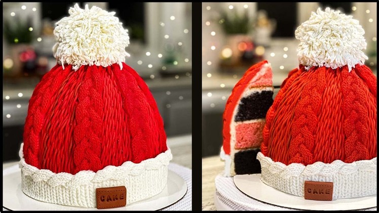CHRISTMAS WINTER HAT cake ????????| HOW TO MAKE A KNITTED HAT CAKE |STRAWBERRY AND CHOCOLATE CAKES
